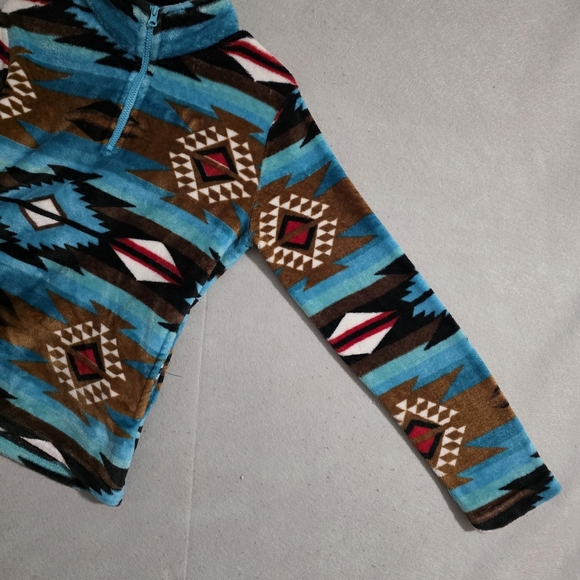 Trail Crest Womens 1/4 Zip Aztec Fleece Pullover Southwestern Size Medium - Picture 8 of 12